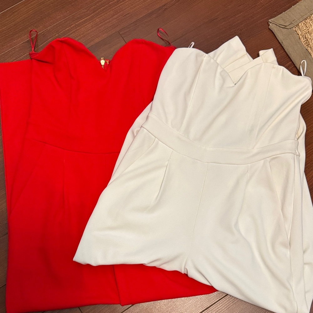 Express Strapless Red and White Dresses
